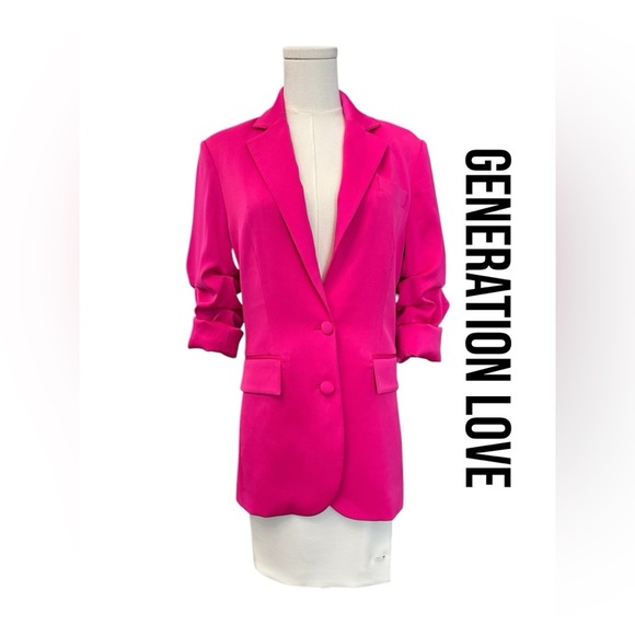 GENERATION LOVE Hot Pink Blazer Oversized Fit Women Size XS S M $300 MSRP NWOT - Picture 1 of 8